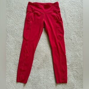 Lululemon Fast and Free Crop Leggings, Size 6, Red